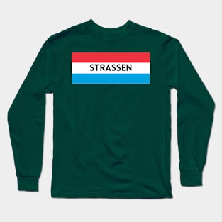 Strassen City in Luxembourg Flag Colors Long Sleeve T-Shirt